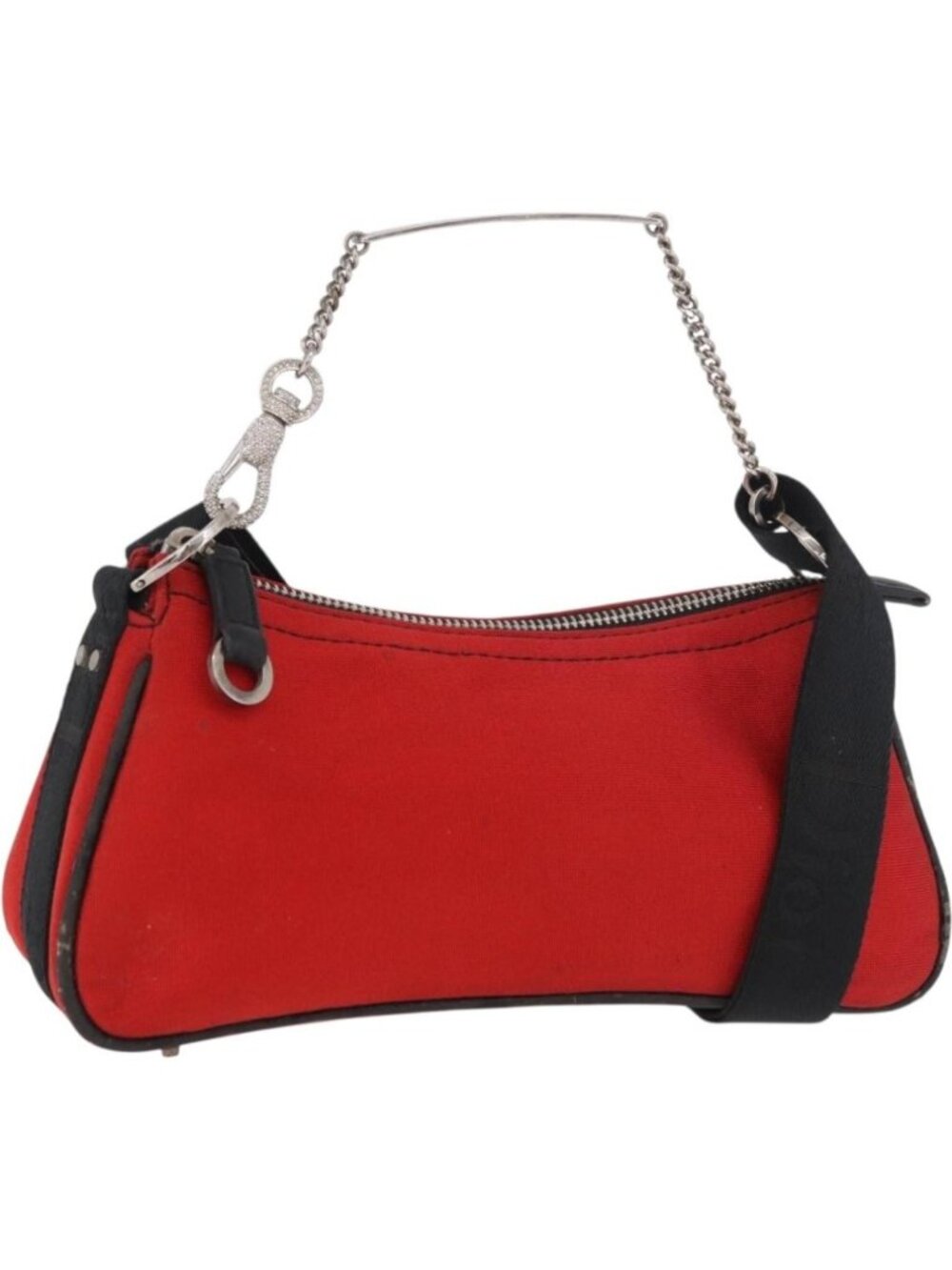 Christian Dior Hardcore Shoulder Bag Canvas Silver Red